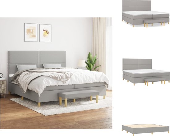 vidaXL Boxspringbed - Comfort - Bed - Matras - Topmatras - Bank - 203 x 200 x 118/128 cm - Lichtgrijs - Bed