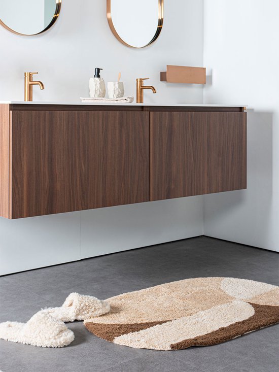 Macoroni Set 2 Tappetini Da Bagno In Cotone Morbido - Beige, 60x100 Cm + 50x60 Cm - Peso 1350 G/m² - Lavabili In Lavatrice - 4