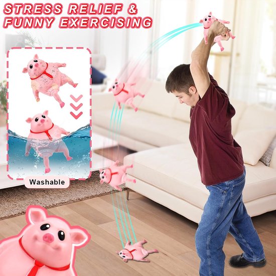 Anti-stress varken, 2 stuks, anti-agressie-varken, squishy squeeze speelgoed, stress-speelgoed, anti-stress speelgoed voor volwassenen