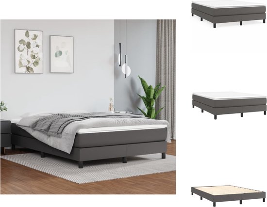 vidaXL Boxspringframe - grijs kunstleer - 203x140x25 cm - stabiele ondersteuning - Bed