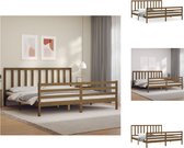 vidaXL Bedframe - Massief grenenhout - Multiplex lattenbodem - 205.5 x 205.5 x 100 cm - Honingbruin - Bed