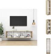 vidaXL Tv-meubel - Sonoma eiken en wit - Materiaal- spaanplaat - Afmetingen- 37 x 37 x 142.5 cm - Montage vereist - Kast