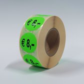 “€8" Prijs Stickers op rol 35mm groen - 1000ex.