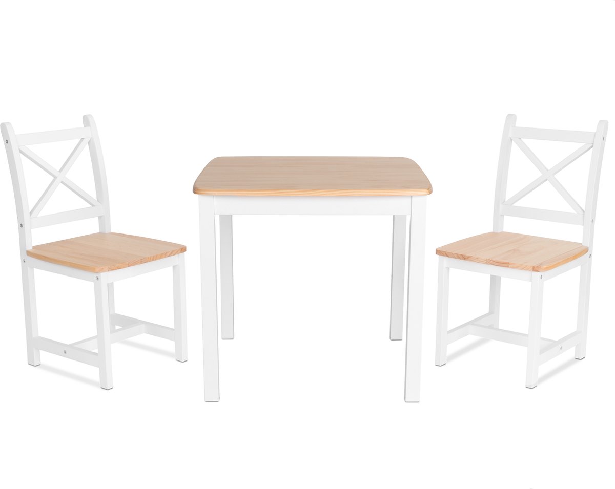ib style® Xen Kinderzitgroep - Kindertafel - 2 Stoelen - Speeltafel - Wit