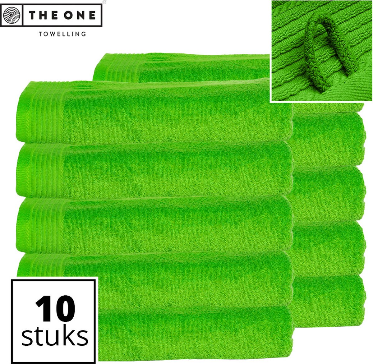 The One Towelling Classic Strandlakens - 100 x 180 cm - 10 Stuks - Voordeelverpakking - Hoge vochtopname - 100% Gekamd katoen - Limoengroen