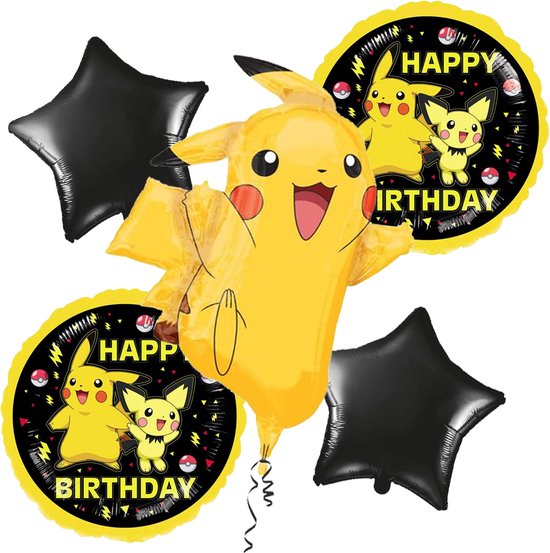 Pokémon - Pikachu - Set de Ballon - Happy anniversaire - 5 pièces - Ballon  à l'hélium