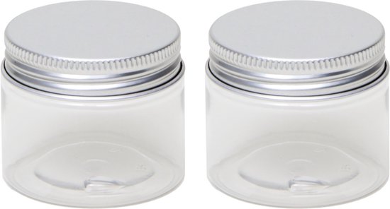 20x stuks Kunststof mini weckpot/inmaakpot 50 ml met schroefdeksel - 50 ml - 5 cm - Weckpotten/inmaakpotten - Kruidenpotje
