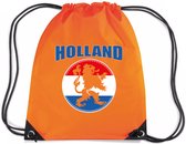 Holland oranje leeuw rugzakje - nylon sporttas oranje met rijgkoord - Nederland/oranje supporter - EK/ WK voetbal / Koningsdag