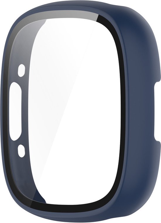 Watch case screenprotector - hoesje - geschikt voor Fitbit Versa 4 - donkerblauw