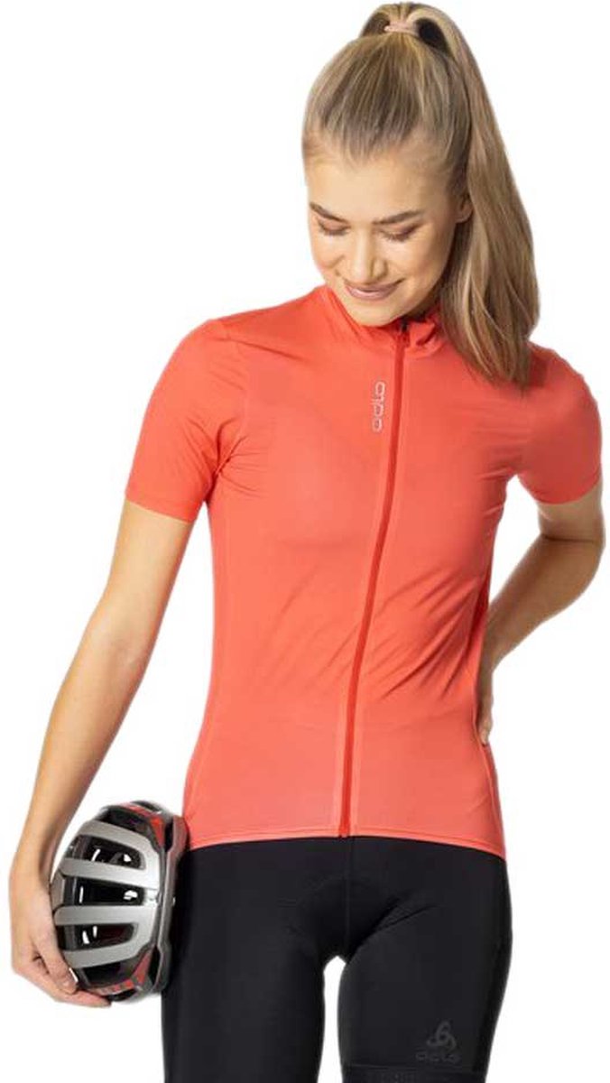 Odlo Zeroweight Korte Mouw Wielertrui Oranje M Vrouw