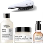 L`Oreal Professionel - Metal Detox Set - Shampoo + Masker + Olie + KG Ontwarborstel - Anti Haarbreuk Set - Serie Expert Giftset