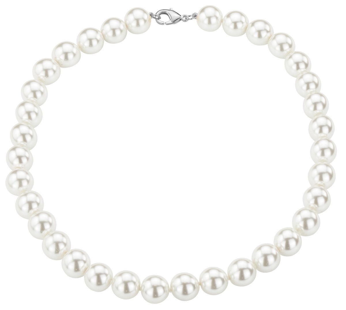 Traveller Parelcollier - Parelketting dames - Wit - 12 mm - 45 cm - Zilverkleurig - 740245