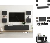 vidaXL Televisiemeubel TV-meubels - 60 x 30 x 30 cm en 30.5 x 30 x 30 cm - Zwart spaanplaat - Kast