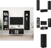 vidaXL TV-meubelset - Wandmontage - 37 x 37 x 107 cm / 142.5 cm - Hoogglans zwart - Spaanplaat - Kast