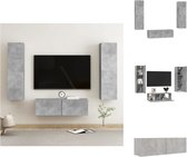 vidaXL tv-meubel - betongrijs - spaanplaat - 100x30x30cm en 30.5x30x110cm - Kast