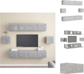 vidaXL TV-meubelset - Wandbevestiging - Betongrijs - 4x 80x30x30cm - 2x 30.5x30x30cm - Kast
