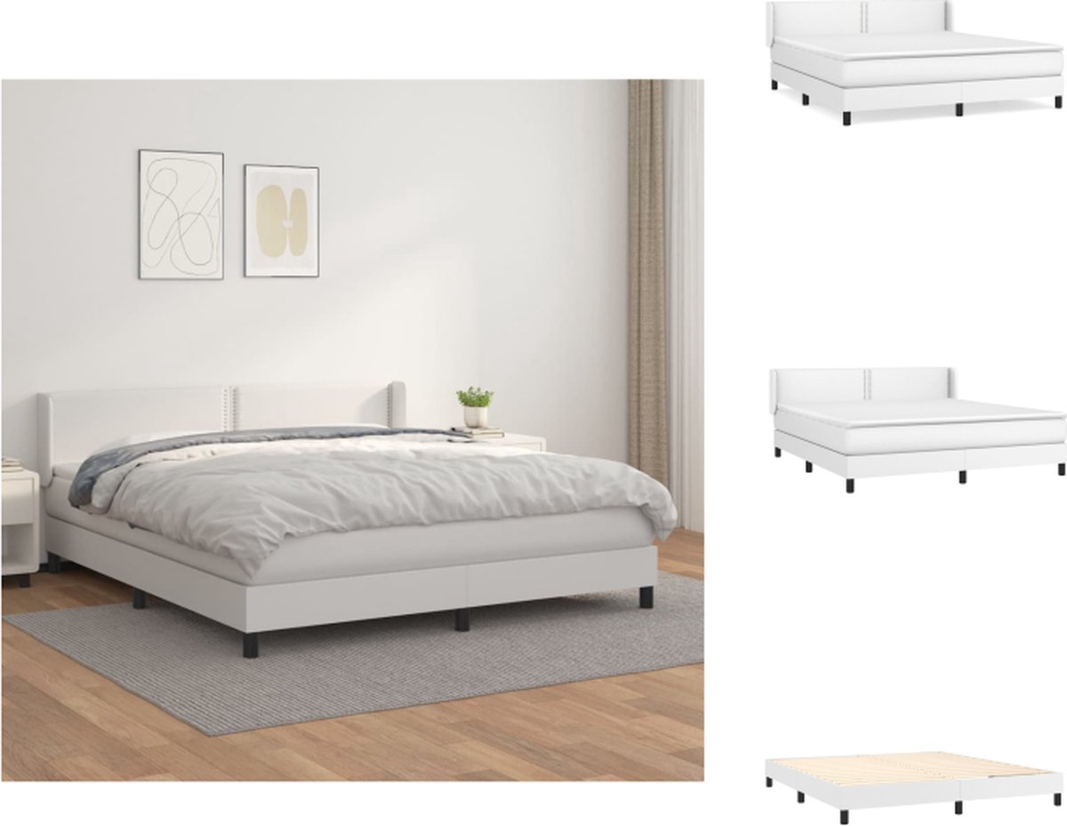 VidaXL Boxspringbed Comfortabele pocketvering matras Hoogwaardig kunstleer Verstelbaar hoofdbord Huidvriendelijk topmatras Bed