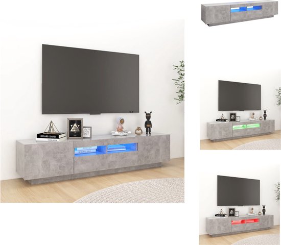 vidaXL Tv-meubel Betongrijs Hifi-kast 180x35x40cm - LED-verlichting - USB-aansluiting - Kast