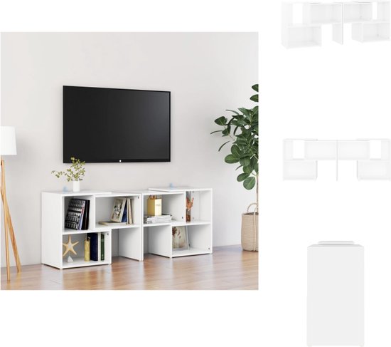 vidaXL TV-meubel - modulair ontwerp - wit - bewerkt hout - 104 x 30 x 52 cm - Kast