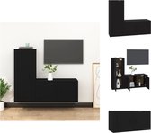 vidaXL Televisiekastenset - Klassiek - TV-meubel - 80x34.5x40 cm - 40x34.5x100 cm - Zwart hout - Kast