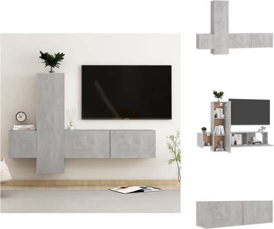 vidaXL TV-meubel Betongrijs - 100 x 30 x 30 cm - Wandmontage - Stereokast - Materiaal- spaanplaat - Kast
