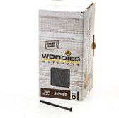 WOODIES® Ultimate Potdekselschroef Torx RVS A1 Zwart 5x80 Deeldraad VE=200 - 61971511