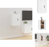 vidaXL TV-Wandmeubel - Klassiek design - Tv-kast met opbergruimte - Wandgemonteerd - Multifunctioneel - 40x34.5x60cm - Wit - Kast