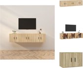 vidaXL TV Wandmeubel - Sonoma Eiken - Set van 3 - 57 x 34.5 x 40 cm - Bewerkt hout - Kast