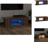 vidaXL TV-meubel LED-verlichting - Bewerkt hout - 90x39x30cm - Bruineiken - RGB LED - Kast