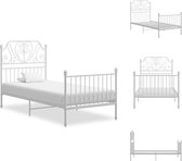 vidaXL Metalen Bedframe - Wit - 206 x 94 x 124 cm - Massieve constructie - Geschikt voor 90 x 200 cm matras - Montage vereist - Bed