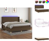 vidaXL Boxspring Dark Brown - Pocket Spring Mattress - Breathable Fabric - Adjustable Headboard - Colorful LED Lighting - Skin-Friendly Topper - USB Connection - Bed