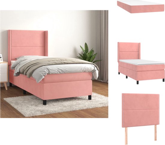 vidaXL Boxspringbed - Comfort - Bed - 203x103x118/128cm - Kleur- roze - Bed