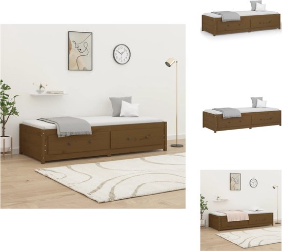 vidaXL Massief grenenhouten bed - Slaapbank - 205.5 x 85.5 x 44 cm - Honingbruin - Bed