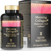 Satin Naturel Morning Collagen met Hyaluronzuur en Collageen - 60 supplementen met hoge dosering aan Vitamine B complex, Caffeine en Chlorella, Voedingssupplementen als alternatief voor Caffeine pillen, capsules voor 1 maand voorraad