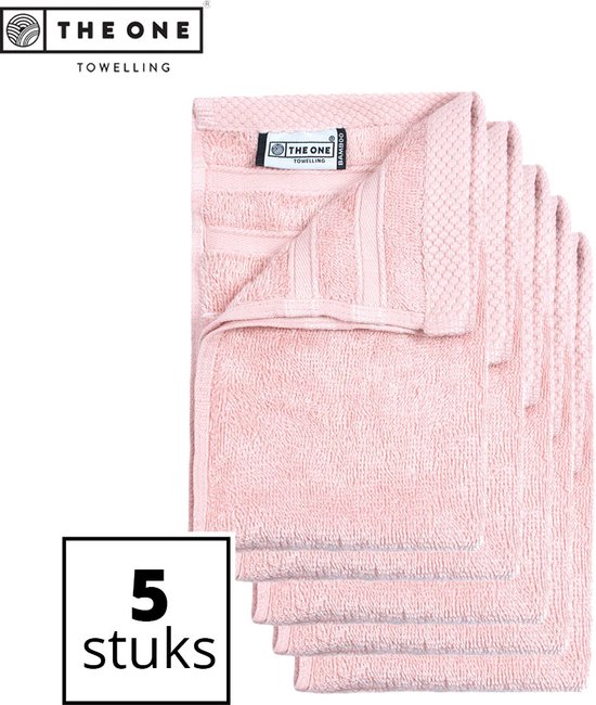 The One Toweling Serviettes d'invité en Bamboe - Pack économique - Petites Handdoeken - Bamboe/ Katoen - 30 x 50 cm - Rose saumon - 5 pièces