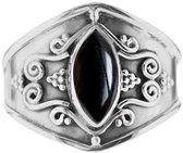 Jewelryz | Hiral | Ring 925 zilver met edelsteen onyx (zwart) | 17.00 mm / maat 53