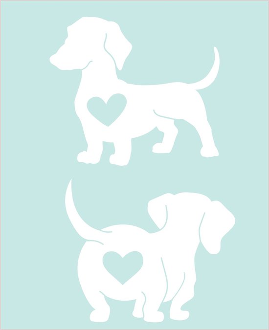 Raam - auto - deur sticker 2 x teckel - hond - laptop sticker