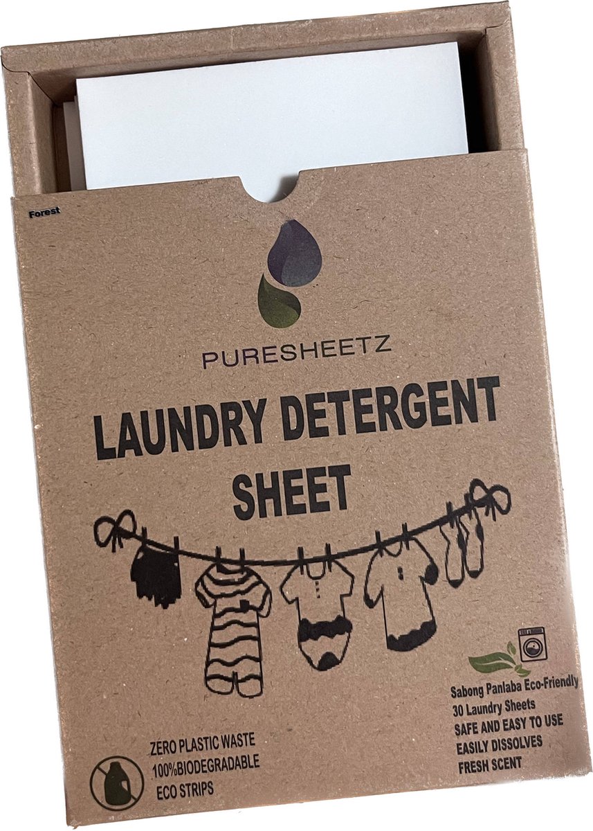 Puresheetz Wasstrips - Wasmiddel Strips - Lavendel - 60 Wasbeurten - Ecologisch Wasmiddel - 100% Plastic vrij - Milieu Vriendelijk - Biologisch Afbreekbaar