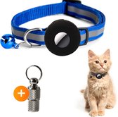 ACE Pets Reflecterende Kattenhalsband met Veiligheidssluiting – Halsband Kat & Kitten - Met Adreskoker - Kittenhalsband & Kattenbandje met Belletje - Geschikt voor Apple Airtag - Blauw