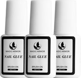 3pcs Nagellijm extra sterke Nagellijm met borstel Nagellijm voor tips geschikt voor het repareren van gescheurde natuurlijke nagels Nagellijm voor kunstmatige nagels