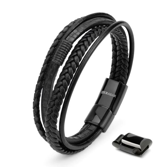 Bracelet En Cuir Noir Unisexe - Longueur 20 Cm, Neuf Avec étiquettes, Livraison Gratuite