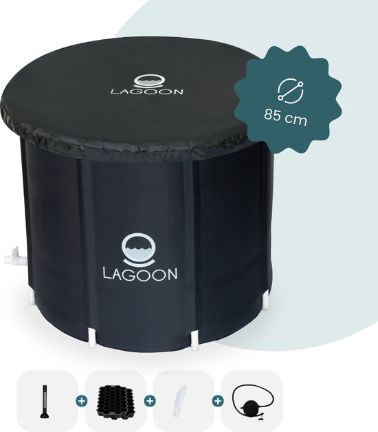 Lagoon® IJsbad 85 cm XL - Met isolerende afdekhoes - IJsbad starter pack - Ice Bath - Dompelbad - Opvouwbaar & Inklapbaar ijsbad - Opblaasbaar -