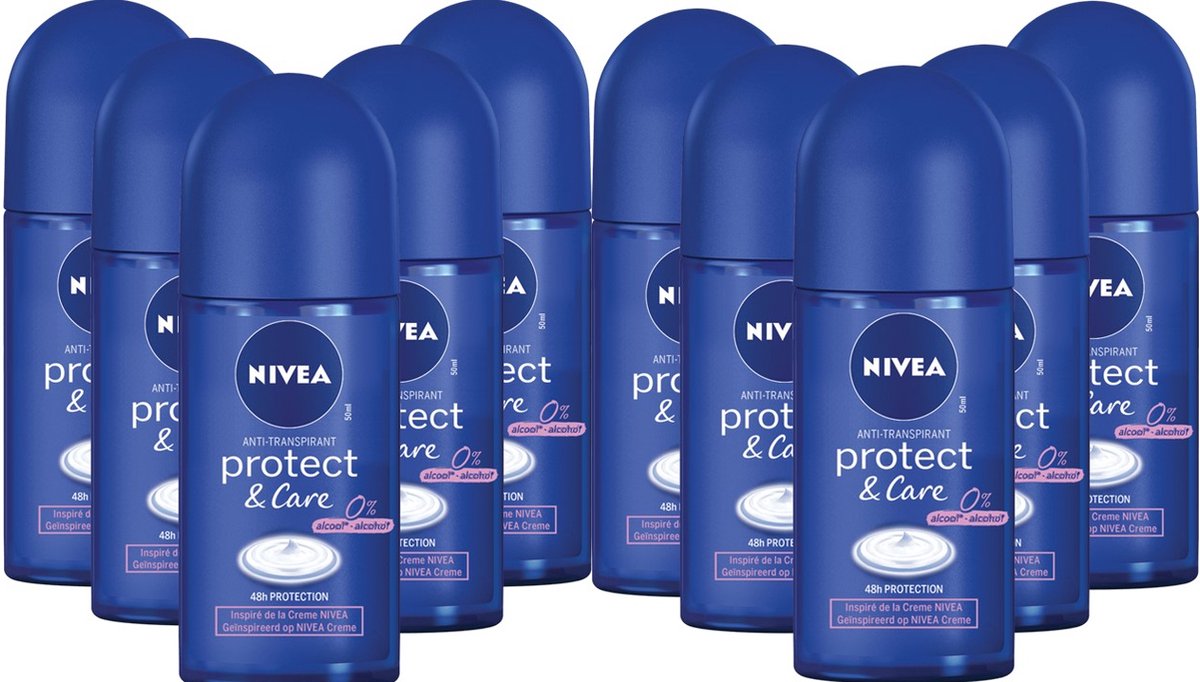 NIVEA Protect & Care - Deodorant Roller - 12 x 50 ml - Voordeelverpakking - NIVEA