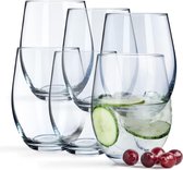 Drinkglazen, waterglazen gemaakt van neutraal calciumglas, 580 ml drinkglazen, heldere wijnglazen, moderne universele glazen, sapglazen, glazenset (Susanne, 6)