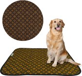 Luxe Hondentoilet monogram bruin - 75 x 80 cm Wasbare plasmat - Puppy trainingspad - Plasmatjes hond - Trainingsmat hond
