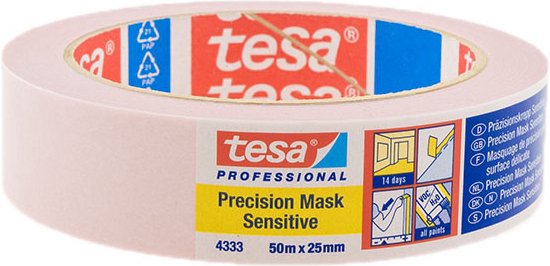 Tesa Masking Tape Precision Indoor/Sensitive Ruban adhésif de masquage,  rose doux, 50 m x 25 mm : : Bricolage