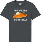 Auf Wieder schnitzel! - Grappige Apres Ski en Bier Wintersport Kleding - Mannen / Vrouwen / Unisex - Foute Ski en Snowboard Vakantie Outfit Cadeau - Unisex T-Shirt - Mouse Grijs - Maat XXL