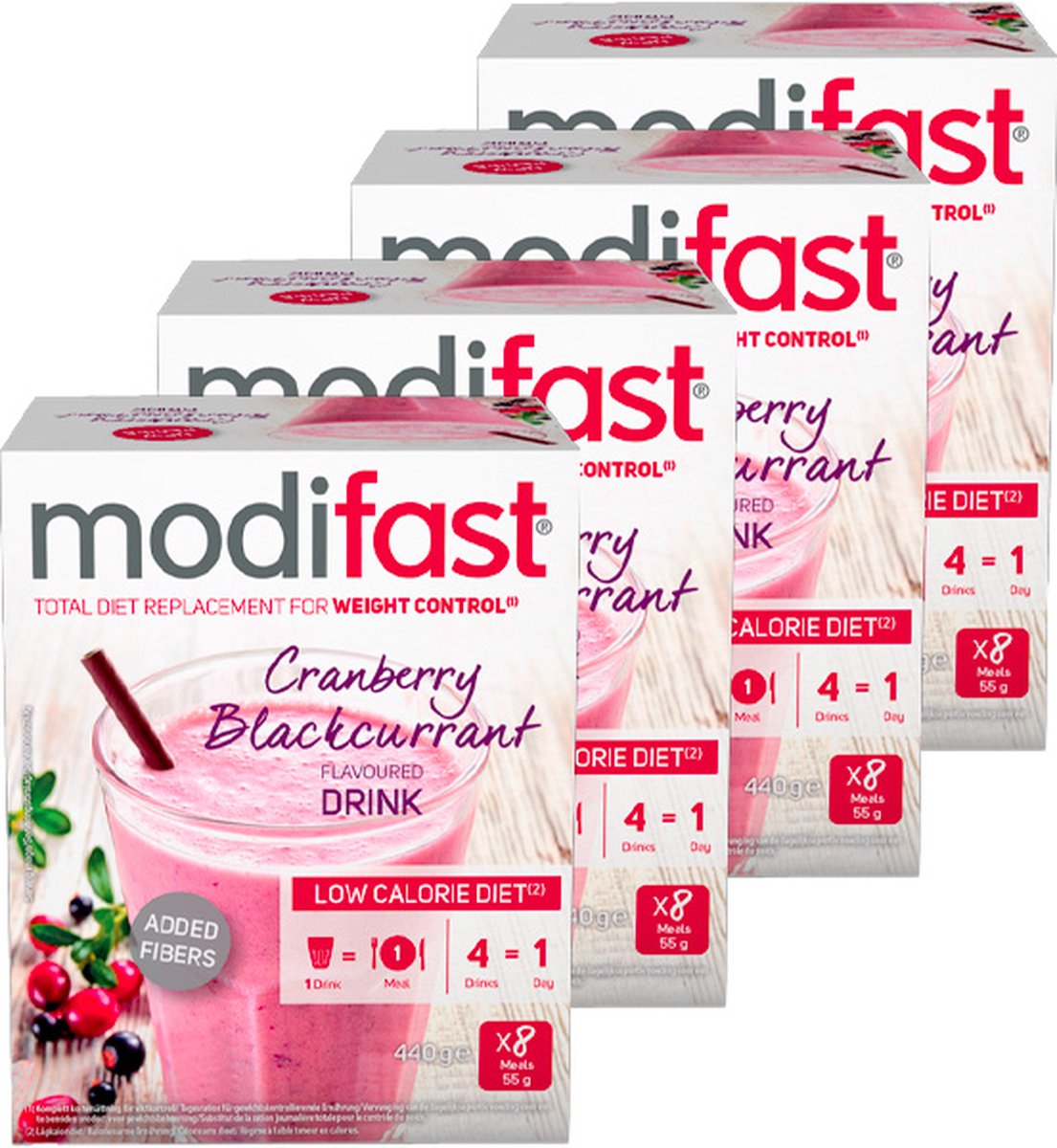 Modifast Intensive | Milkshake Cranberry | 4 Stuks | 4 x 440 g