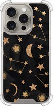 Casimoda® hoesje - Geschikt voor iPhone 15 Pro - Counting The Stars - Shockproof case - Extra sterk - TPU/acryl - Zwart, Transparant