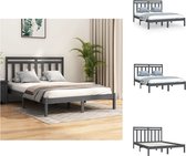 vidaXL Bed vidaXL - Grijs houten bedframe - 205.5 x 165.5 x 31 cm - Massief grenenhout - Multiplex lattenbodem - Bed